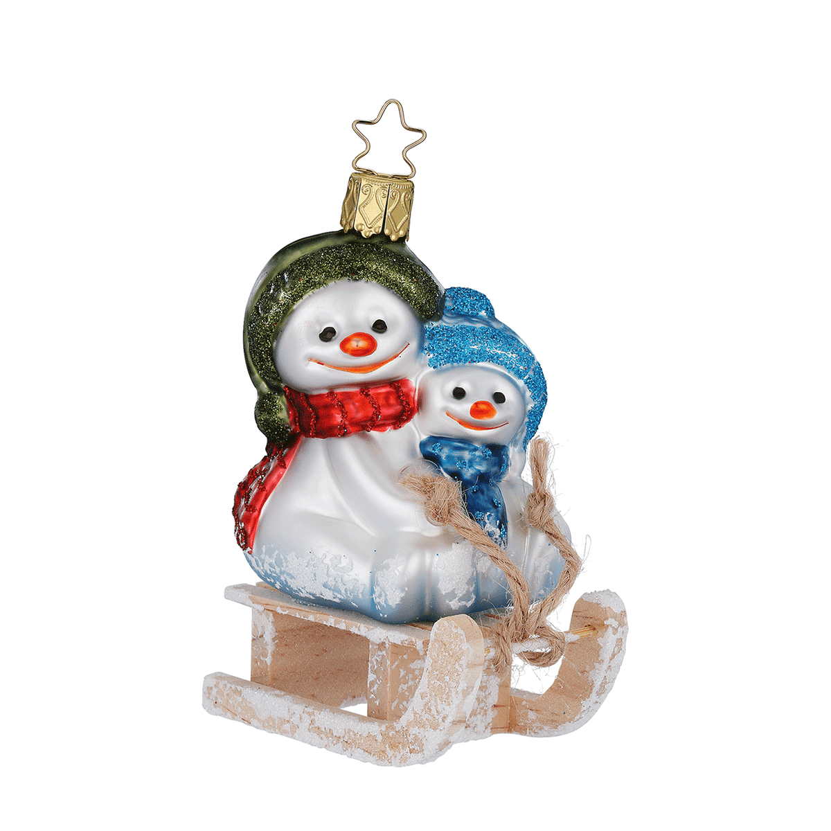 Sleddding Fun Glass Ornament