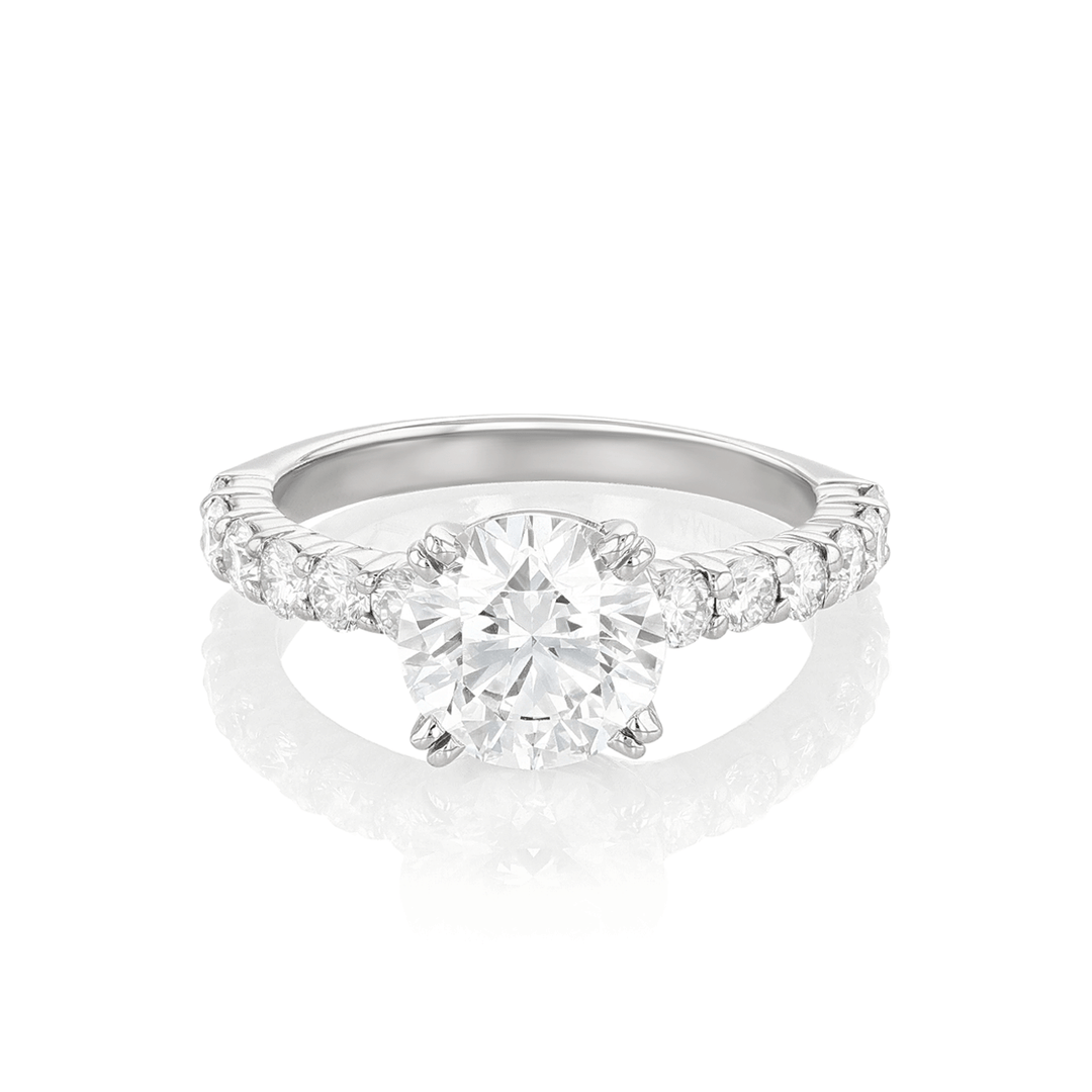 Hamilton Duet Collection 18k White Gold and 2.13 Total Weight Diamond Engagement Ring