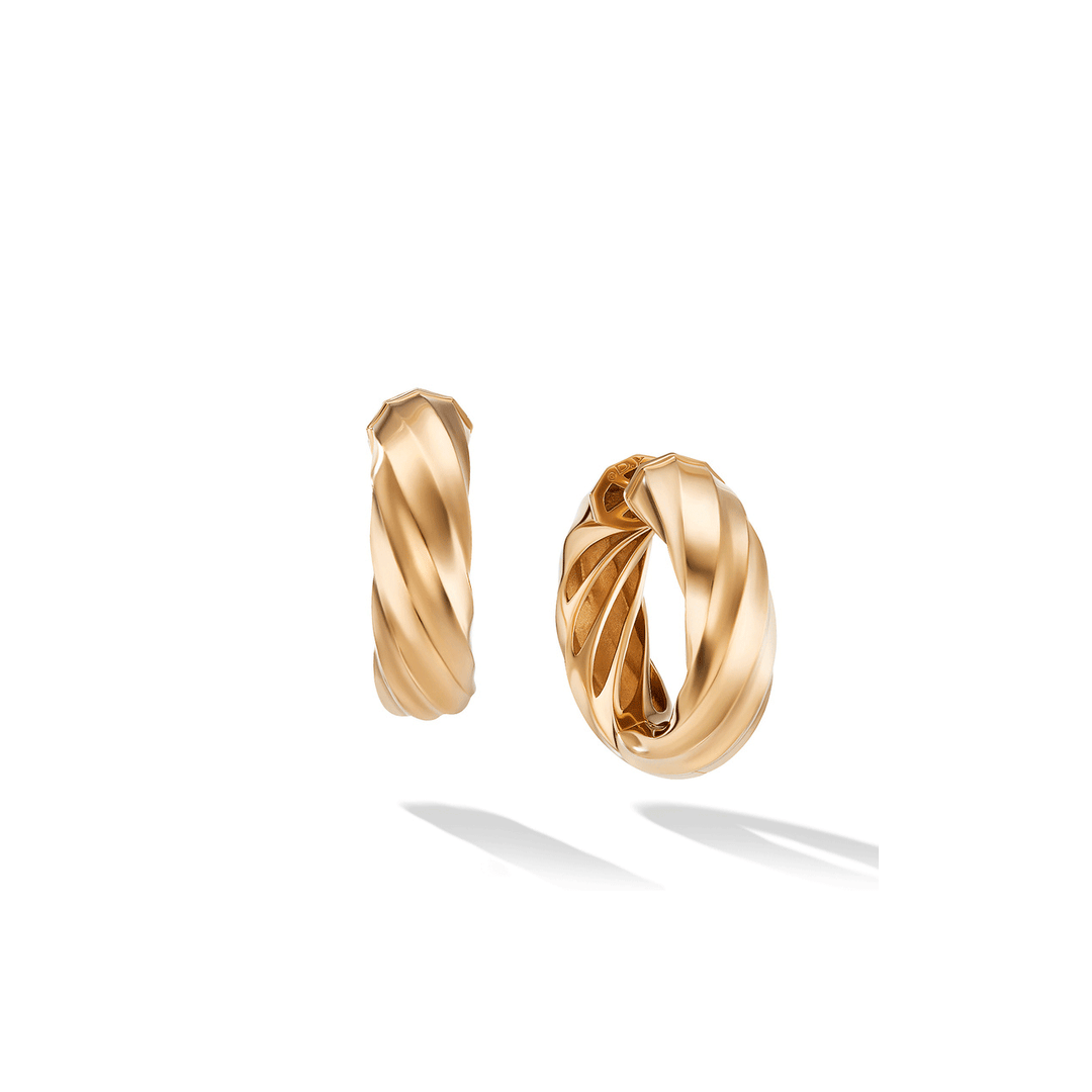 David Yurman Cable Edge Hoop Earrings in Recycled 18k Yellow Gold,9mm