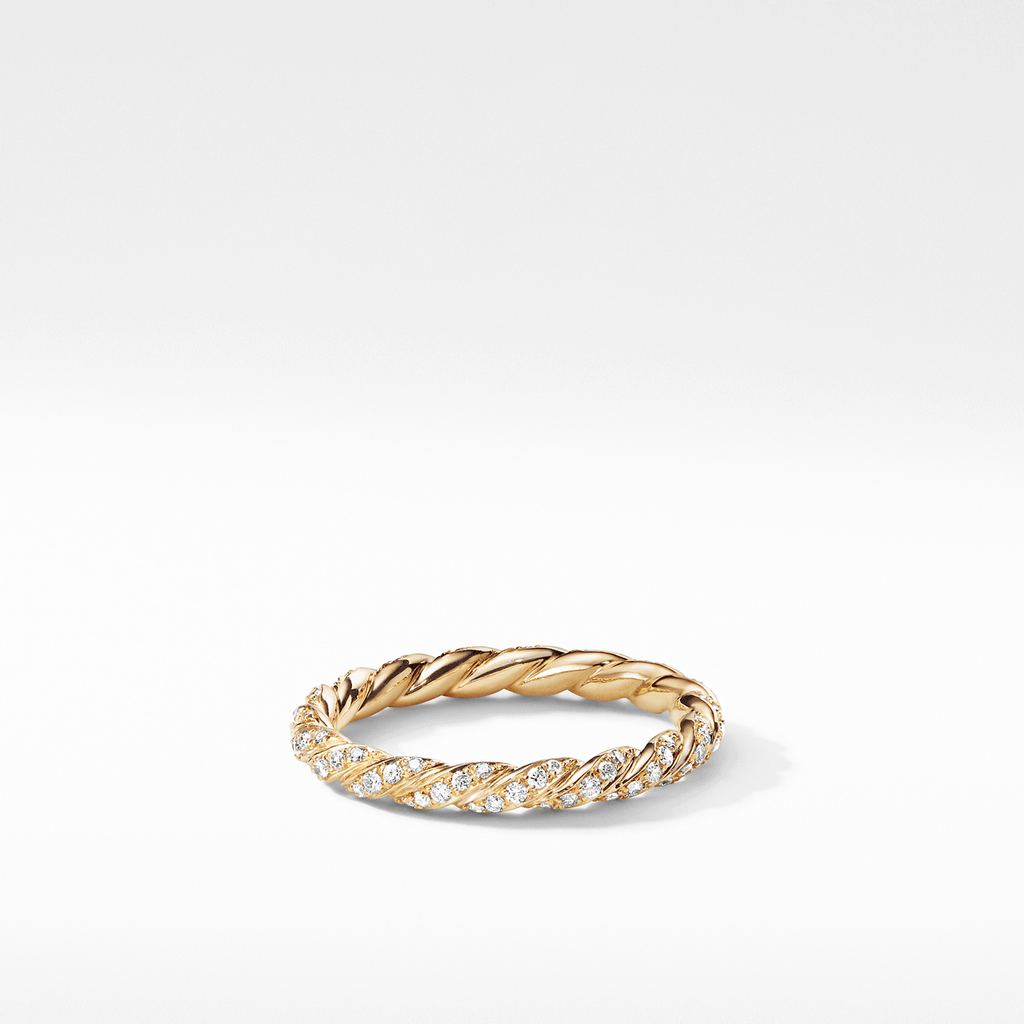 David Yurman Paveflex Ring with Diamonds in 18K Gold, 2.7mm