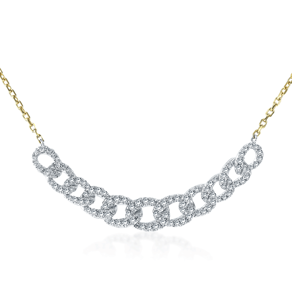 14k Gold and Diamond .49 Total Weight Curb Link 18 Inch Necklace