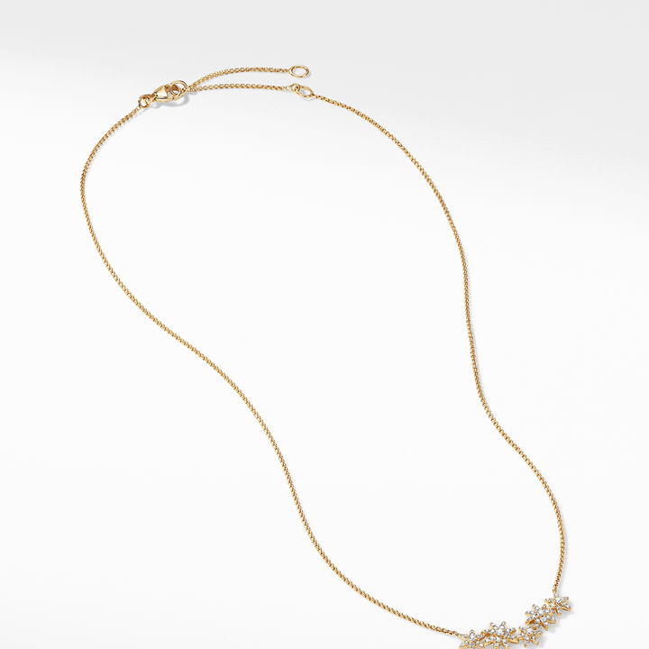 David Yurman Starburst Cluster Station Necklace in 18k Yellow Gold with Pavé Diamonds