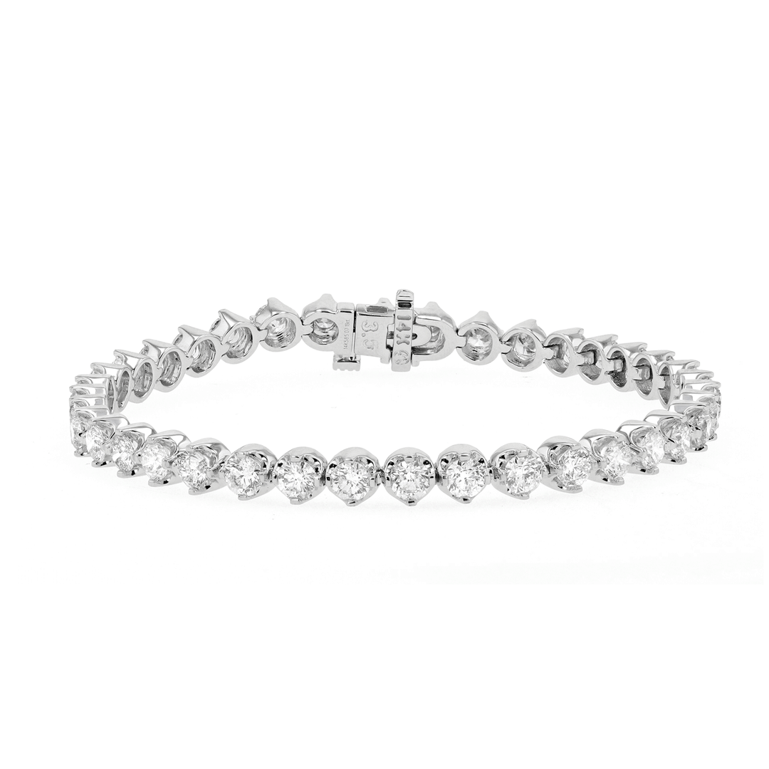 14k White Gold and 7.19 Total Weight Diamond Line Bracelet