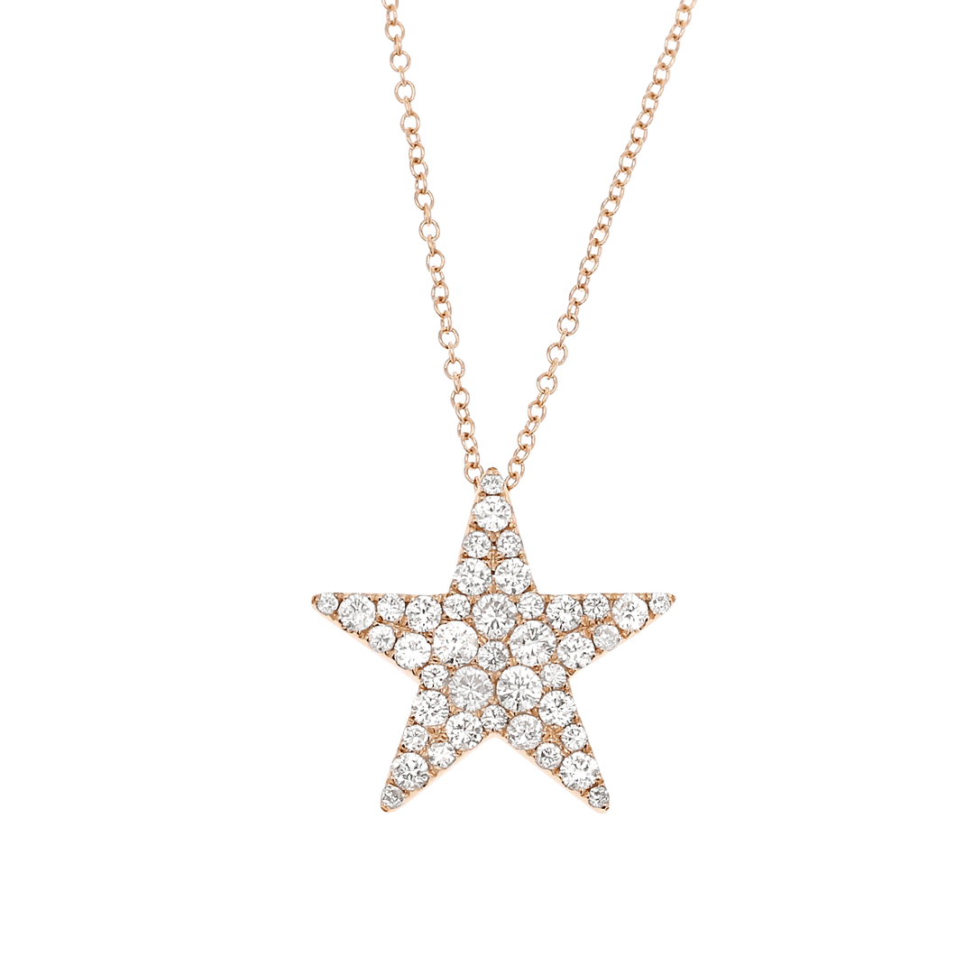 18k Rose Gold Star and Diamond 1.00 Total Weight Pendant