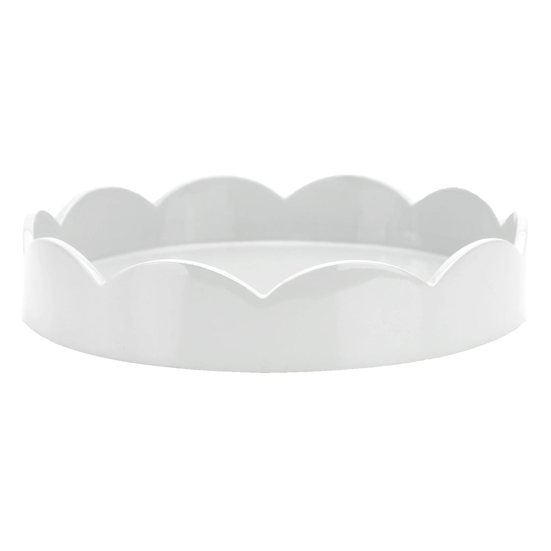 White Small Round Scalloped Tray