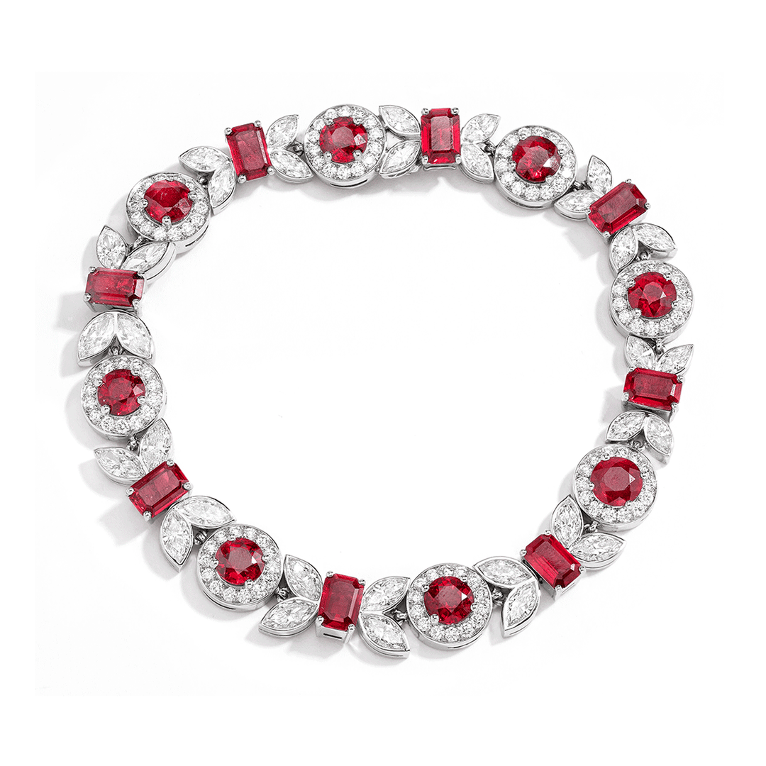 Private Reserve Platinum Ruby 10.12 Total Weight Bracelet