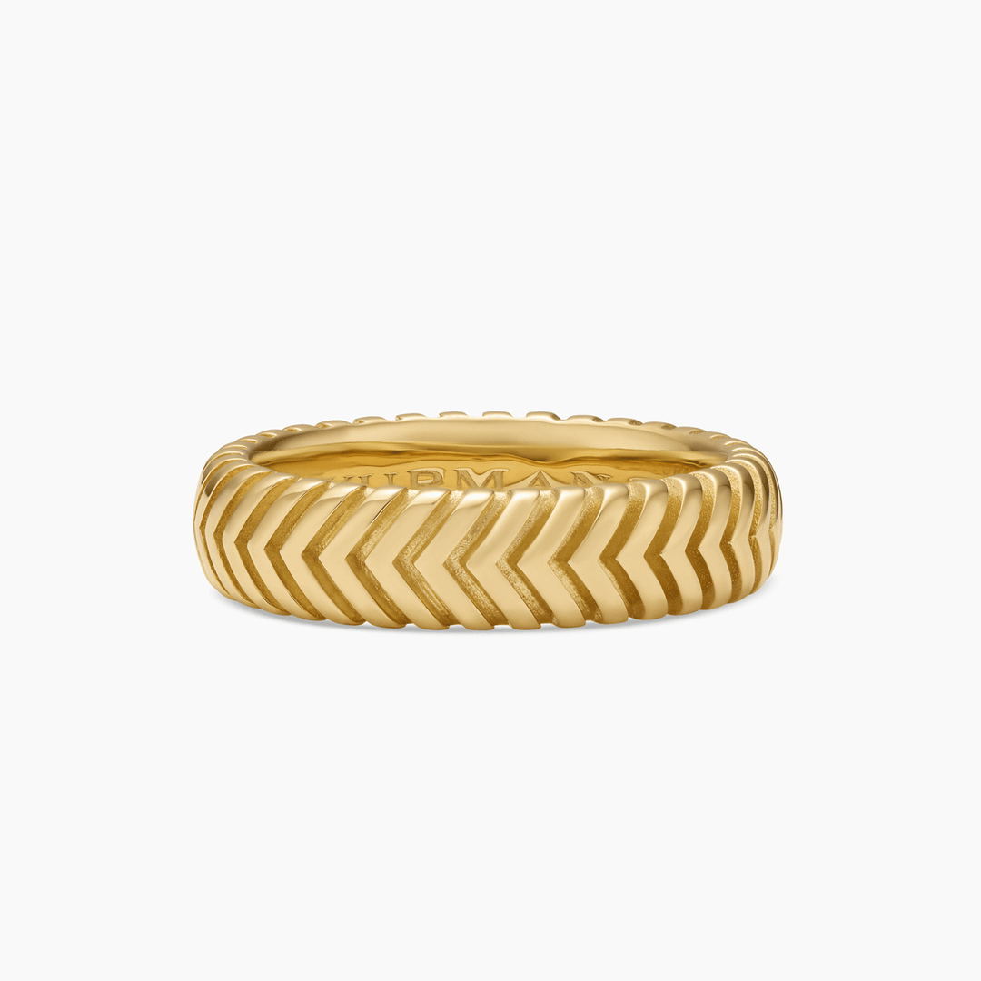 David Yurman Chevron Band Ring 18K Yellow Gold, 6mm