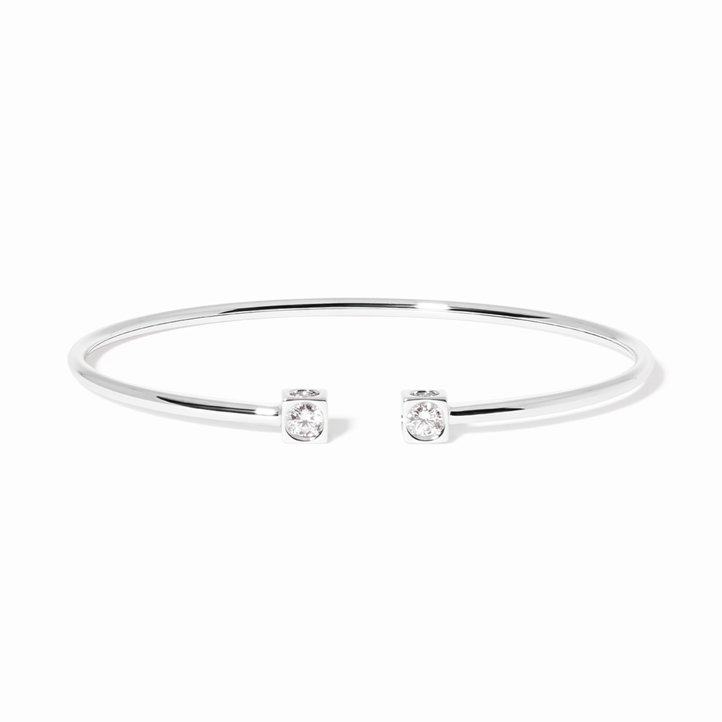 Dinh Van Le Cube 18k White Gold and Diamond Medium Bracelet