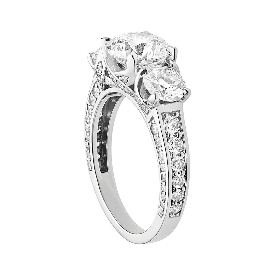 Hamilton 1912 Collection 18k White Gold and 1.09 Total Weight Three Stone Diamond Engagement Mounting Ring