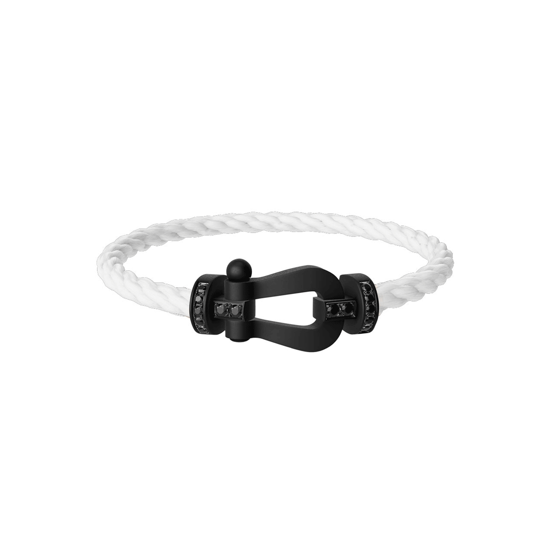 FRED Force 10 White Cord with Black Titanium Half Diamond LG Buckle, Exclusively at Hamilton Jewelers