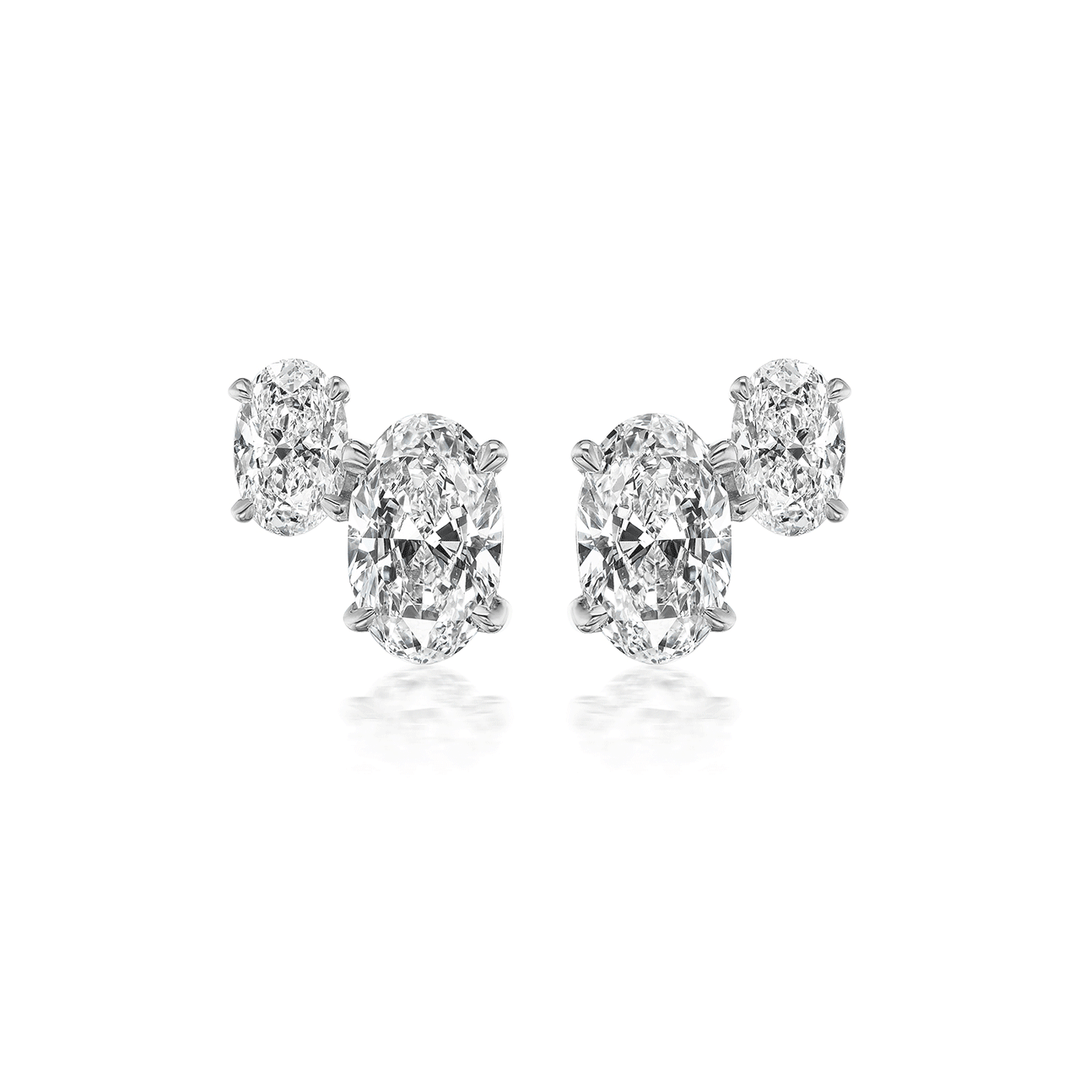 18k Gold and 1.40 Total Weight Oval DIamond Studs