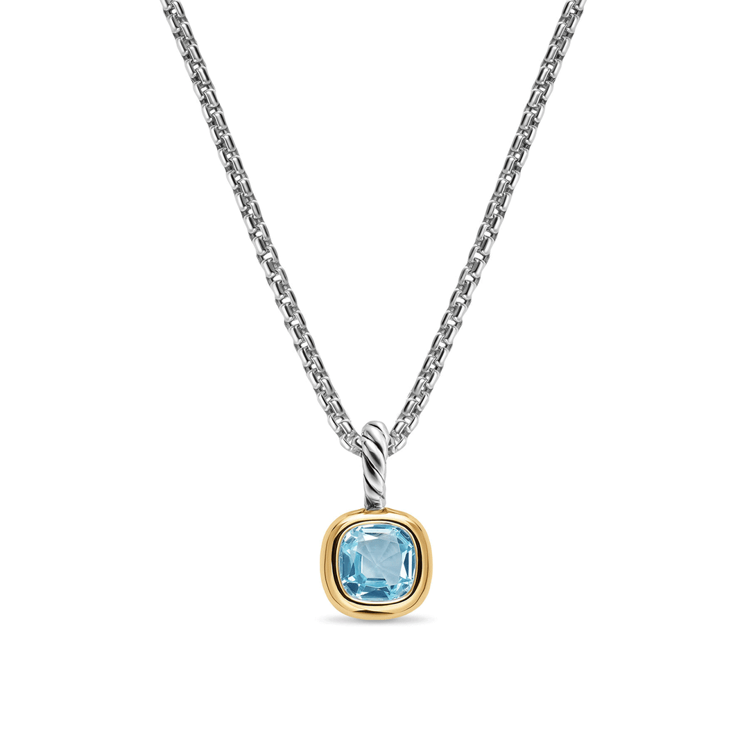 David Yurman Sterling Silver with 14K Yellow Gold and Sky Blue Topaz, 5.5mm Amulet