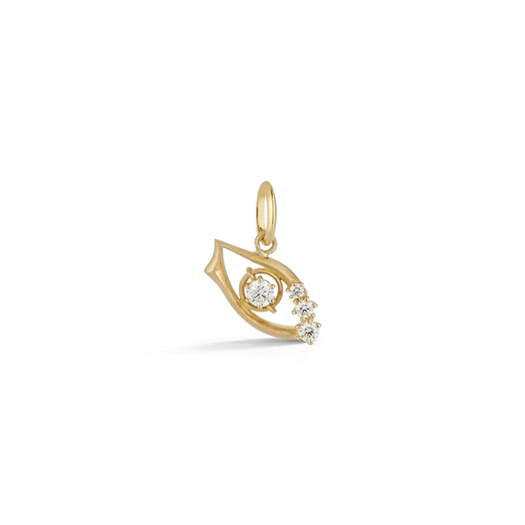 Jade Trau Evil Eye 18k yellow Gold Diamond Charm