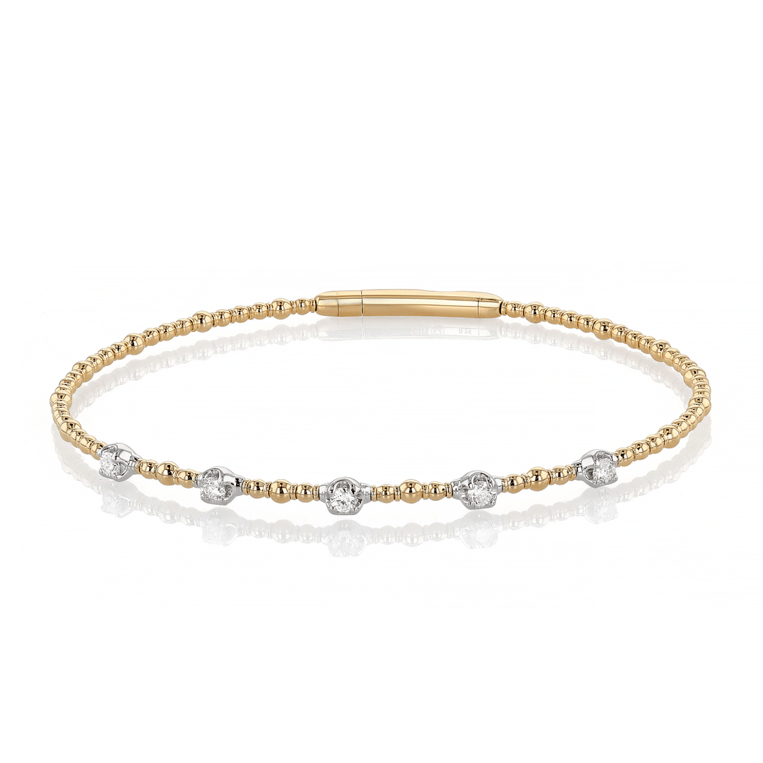 14k Gold and .25 Total Weight Diamond Flex Bangle