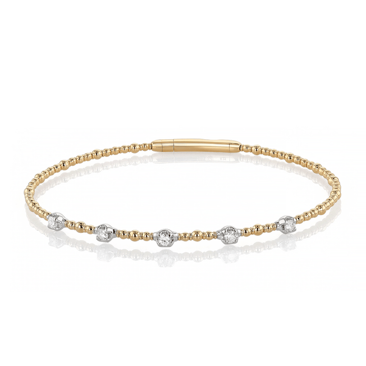 14k Gold and .25 Total Weight Diamond Flex Bangle