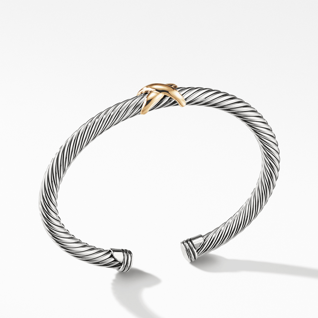 David YurmanX Classic Cable Station Bracelet Sterling Silver with 14k Yellow Gold, 5mm