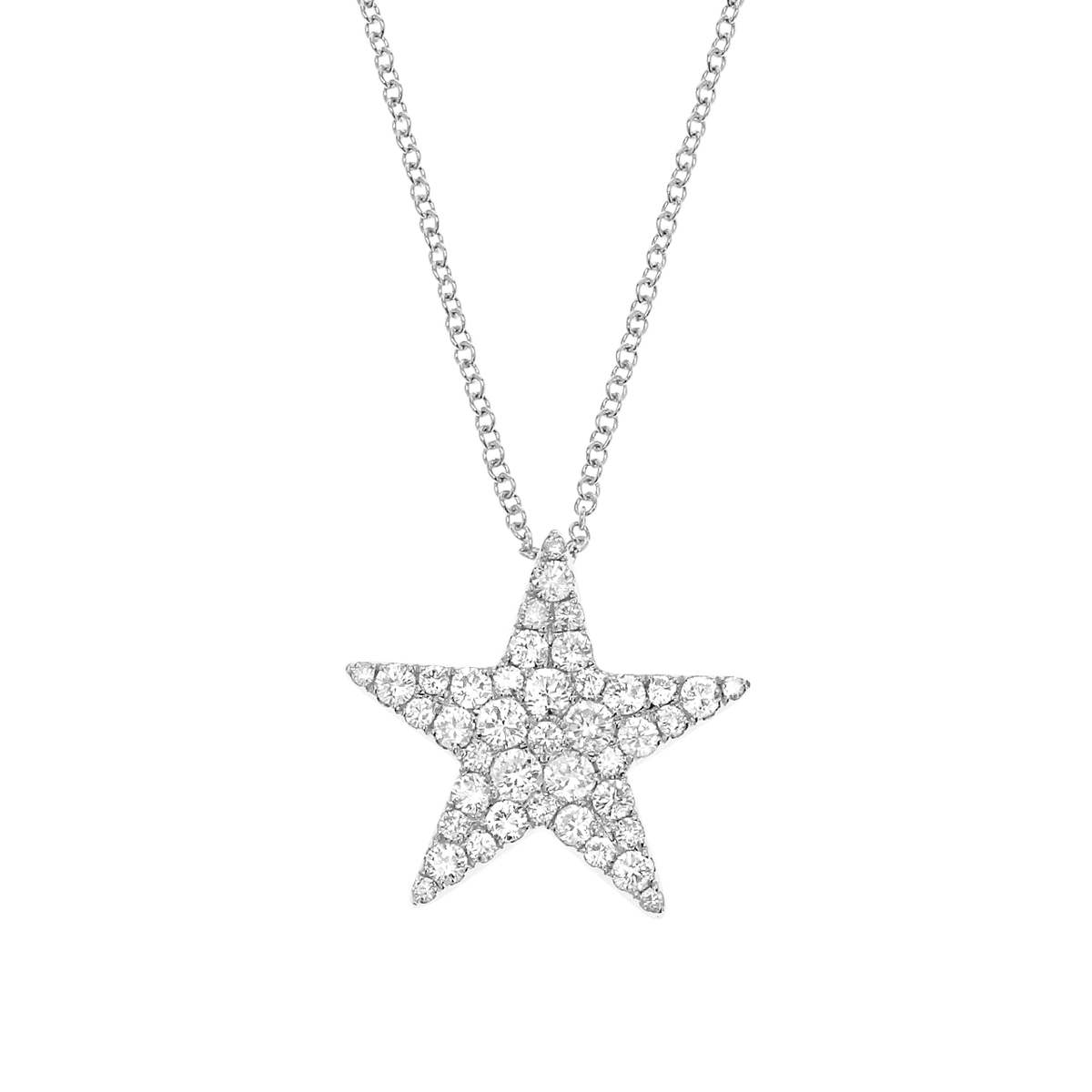 18k White Gold Star and Diamond 1.00 Total Weight Pendant