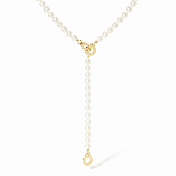 Dinh Van 3 Menottes 18k Yellow Gold and Pearl Necklace
