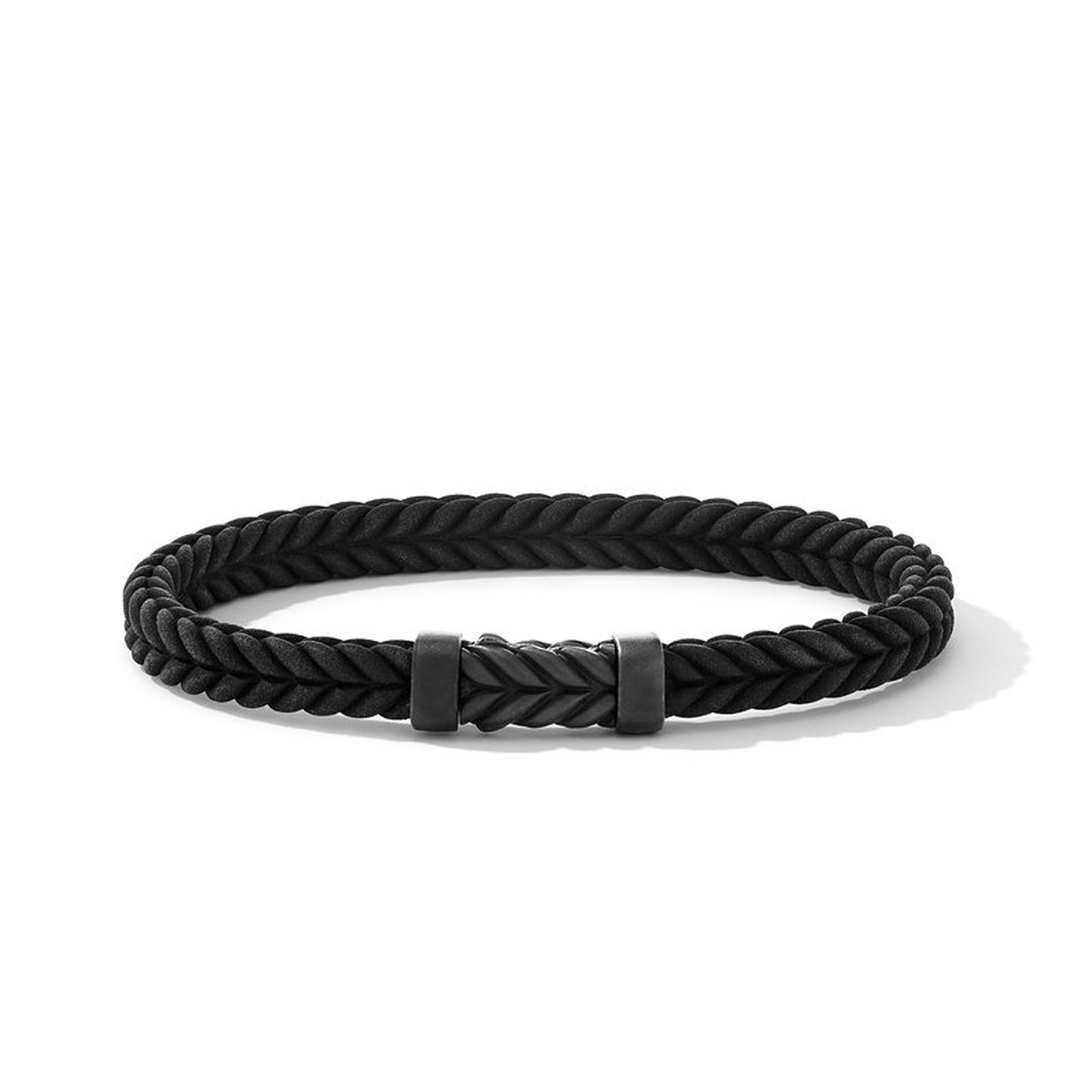 David Yurman Chevron Black Rubber Bracelet With Black Titanium