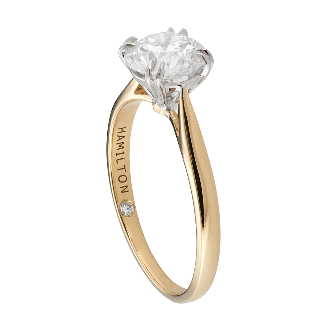 Hamilton Centennial Collection 18k Yellow Gold and Solitaire Engagement Mounting Ring For Round Diamond