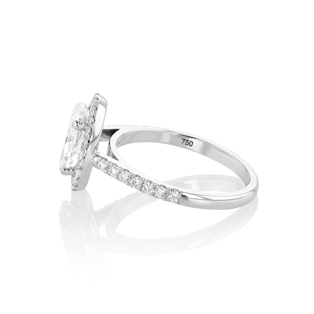 Lisette 18k White Gold and Oval Diamond 2.01 Total Weight Halo Ring