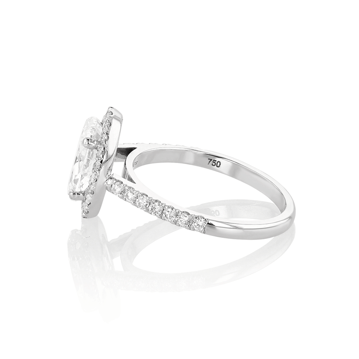 Lisette 18k White Gold and Oval Diamond 2.01 Total Weight Halo Ring