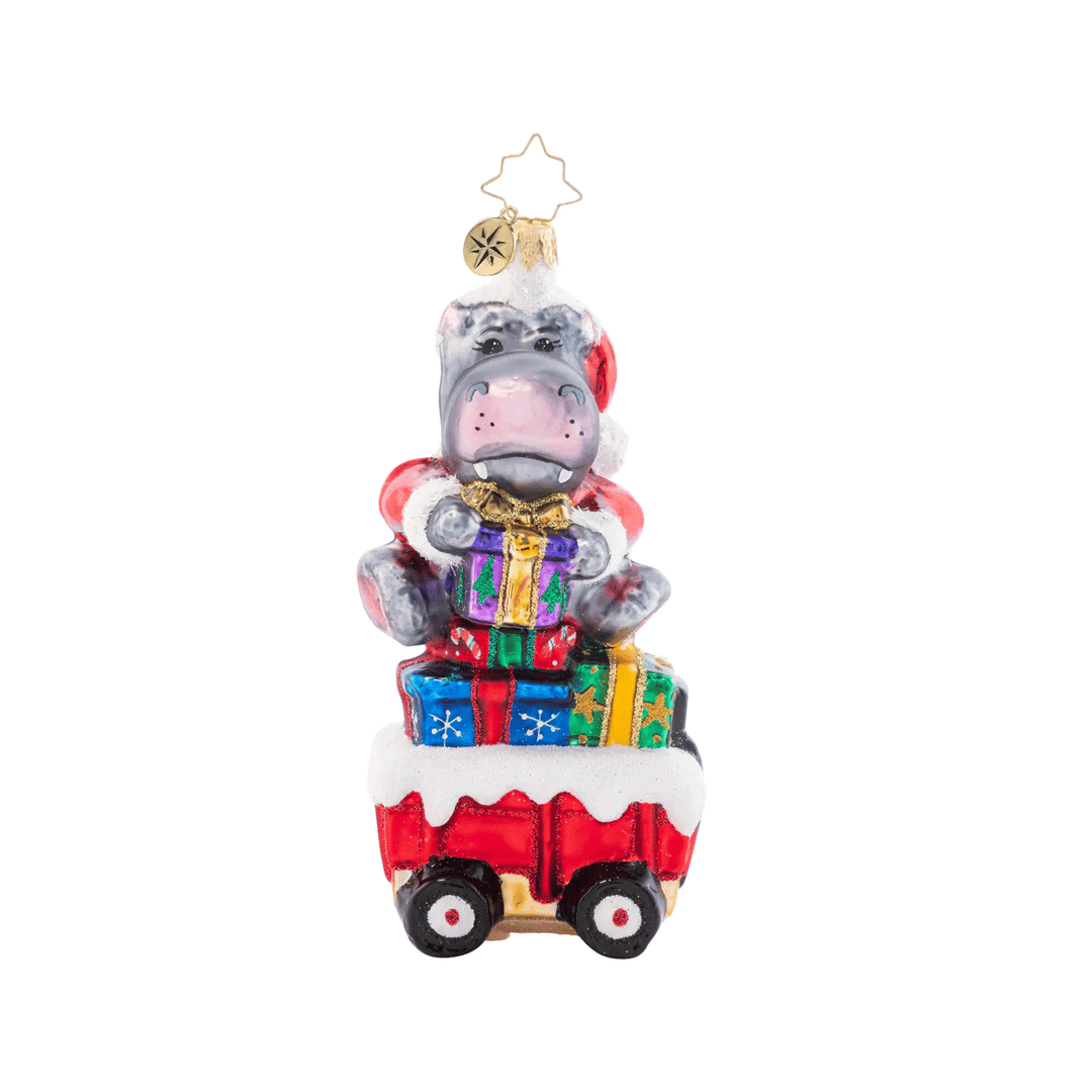 Christopher Radko Holiday Hippo On The Go Ornament