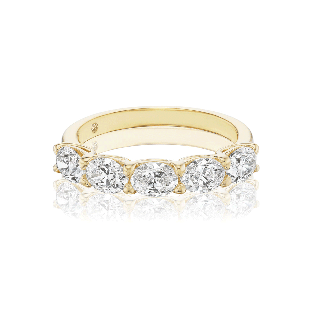18k Gold and 1.64 Total Weight Oval Diamond Band