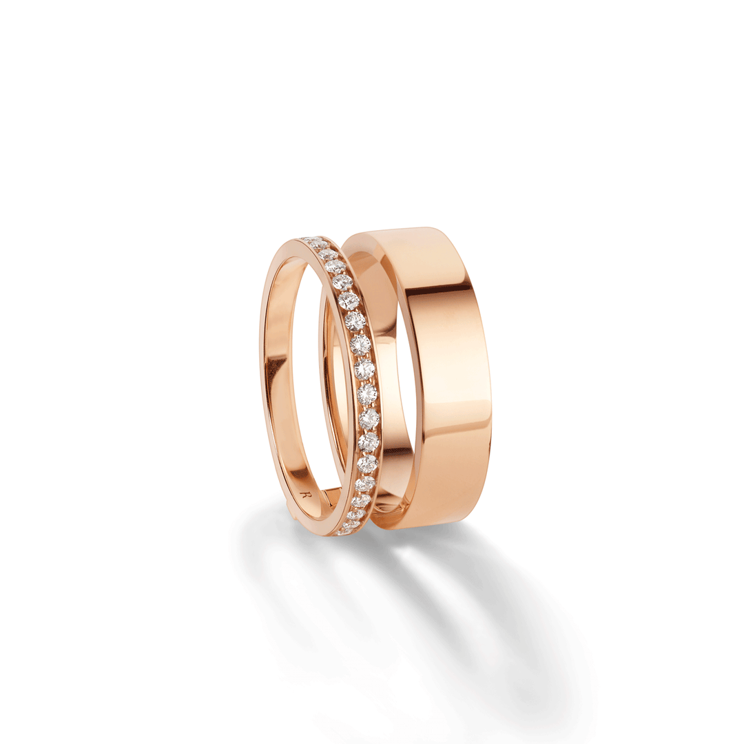 Repossi Berbere 18k Rose Gold 2 Rows Paved with Diamonds Ring