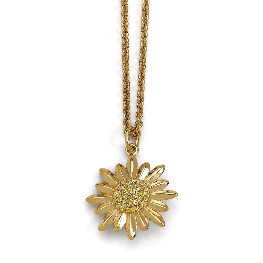Charms of Hope 18k Gold and Yellow Sapphire Sunflower Medium Pendant