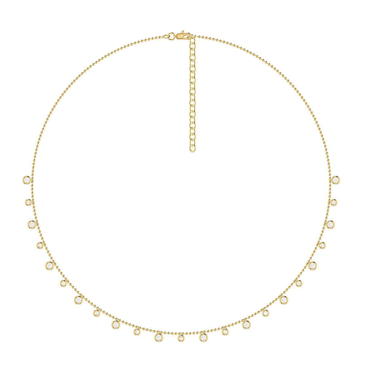 14k Yellow Gold and 1.09 Total Weight Diamond Bead Necklace