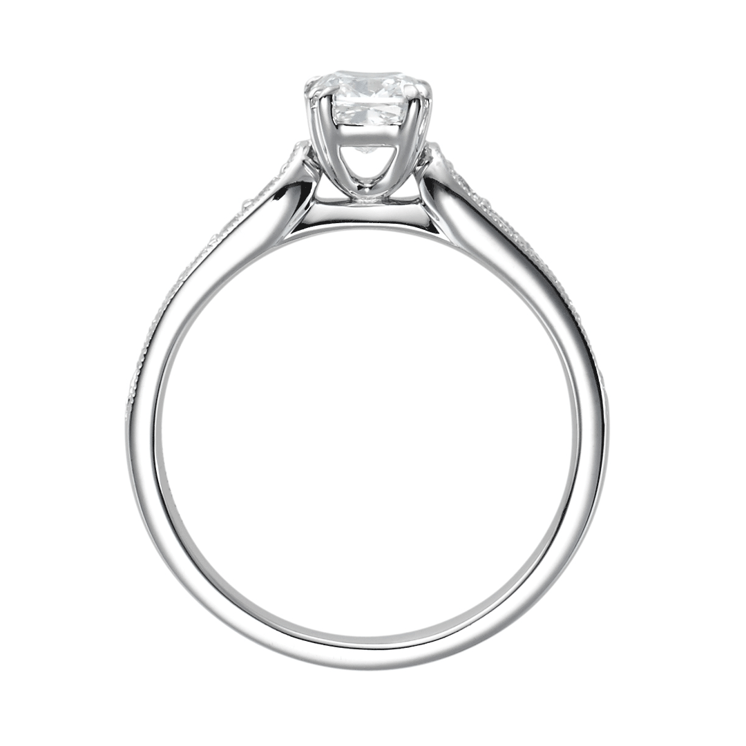 Hamilton Cherish Collection 18k White Gold and 0.50 Total Weight Diamond Milgrain Bead Set Engagement Ring