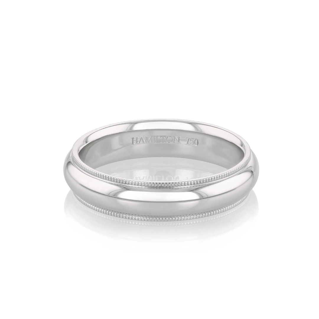 Hamilton Collection 14k White Recycled Gold 5mm Milgrain Comfort Fit Wedding Band