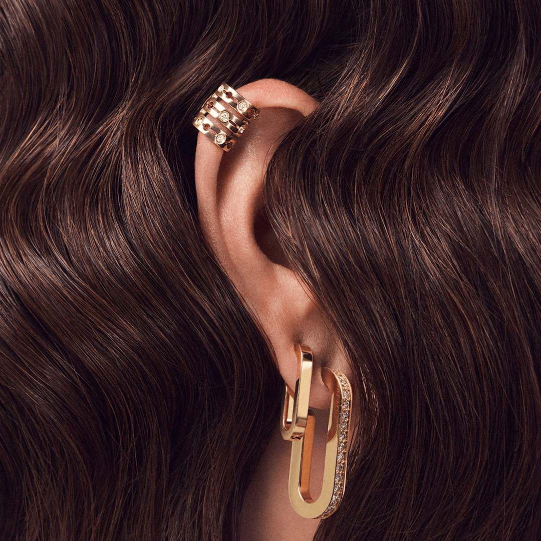 Dinh Van 18k Yellow Gold and Diamond Maillon Earrings