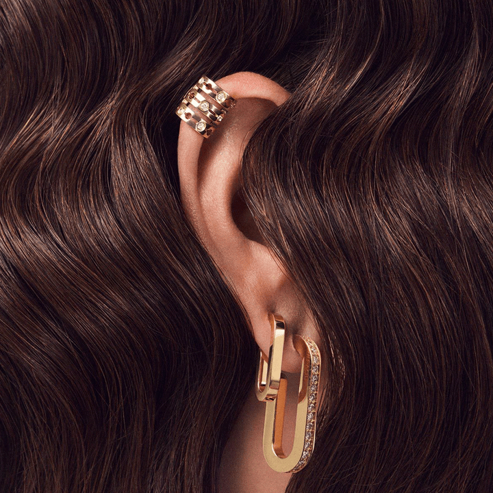 Dinh Van 18k Yellow Gold and Diamond Maillon Earrings