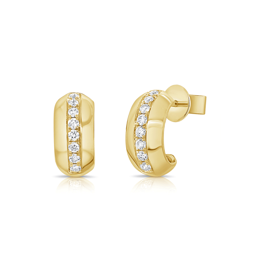 14k Yellow Gold and 0.33 Total Weight Diamond Huggies