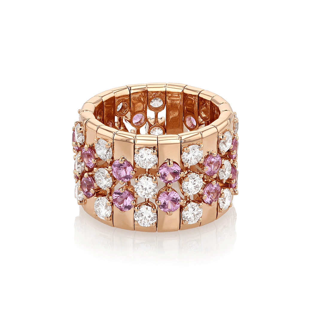 18k Rose Gold and 3.14 Pink Sapphire Diamond Fashion Band