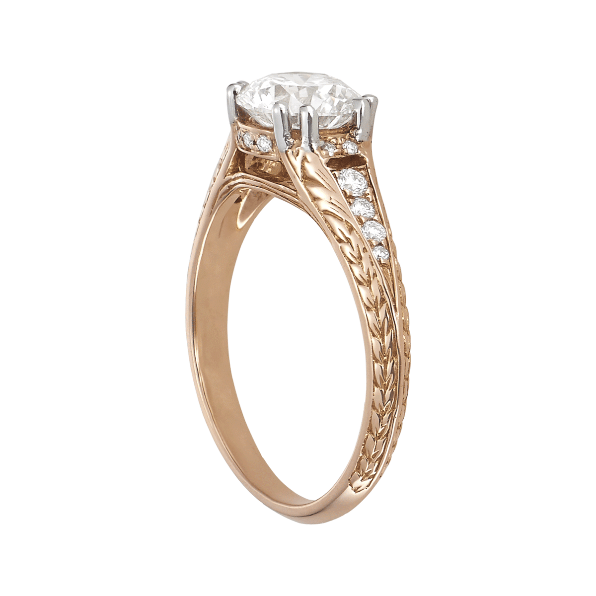 Hamilton 1912 Collection  18k Rose Gold and 0.26 Total Weight Diamond Engagement Mounting Ring