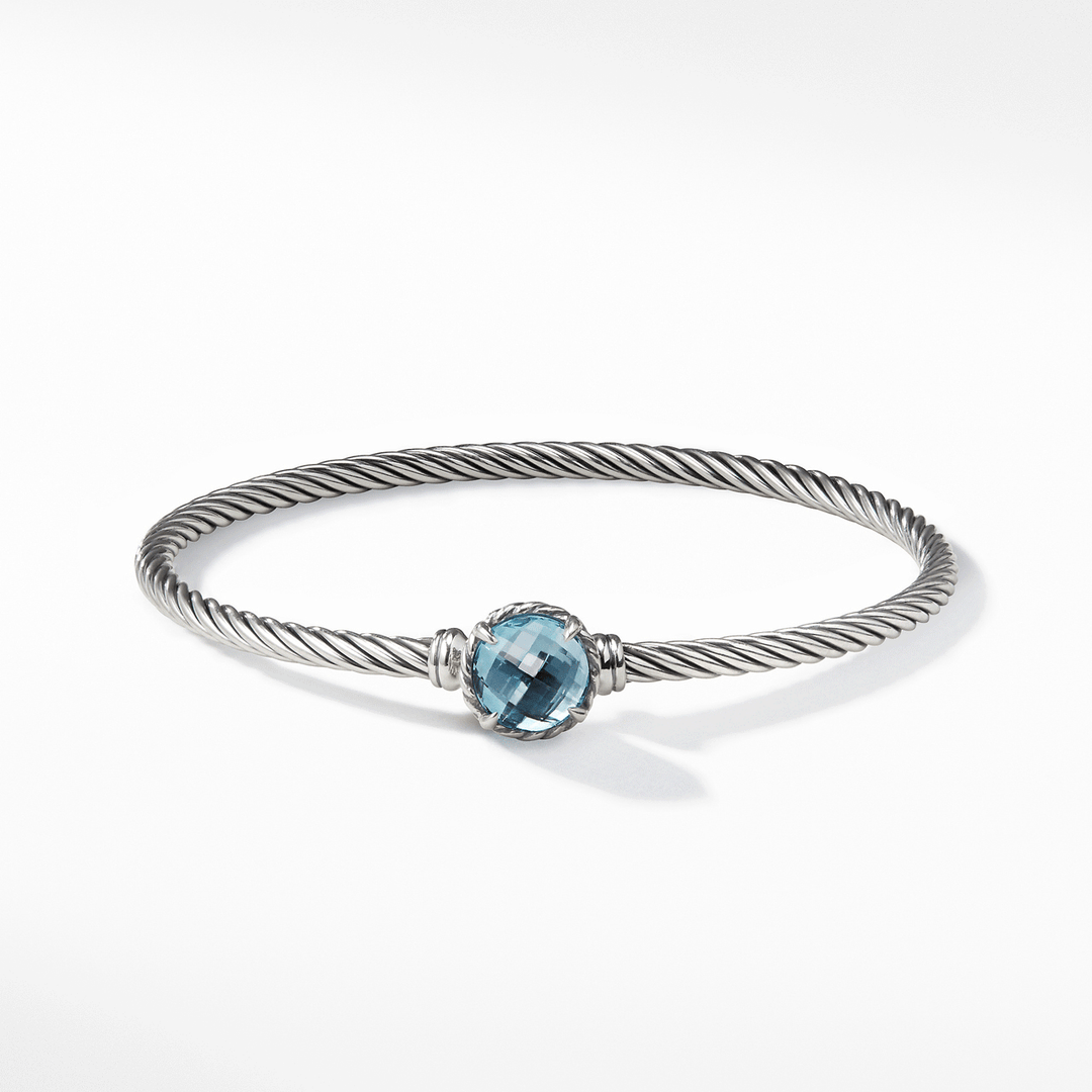 David Yurman Petite Chatelaine Bracelet Sterling Silver with Blue Topaz, 3mm Medium