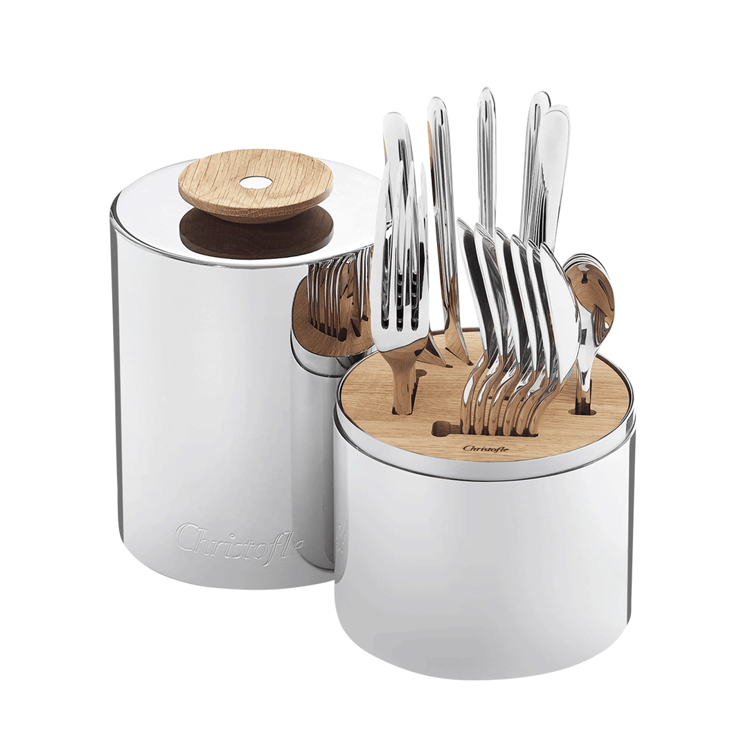 Christofle Essentiel 24-Piece Stainless Steel Flatware Set with Storage Capsule