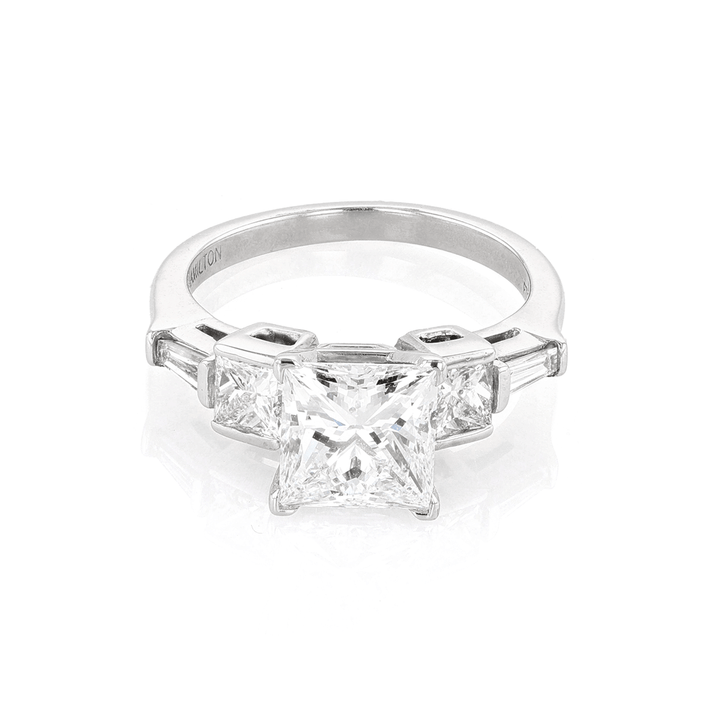 Platinum and Cushion Cut 2.41 Total weight Five Stone Ring