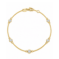 14k Yellow Gold and 1.00 Total Weight Diamond Station Bracelet
