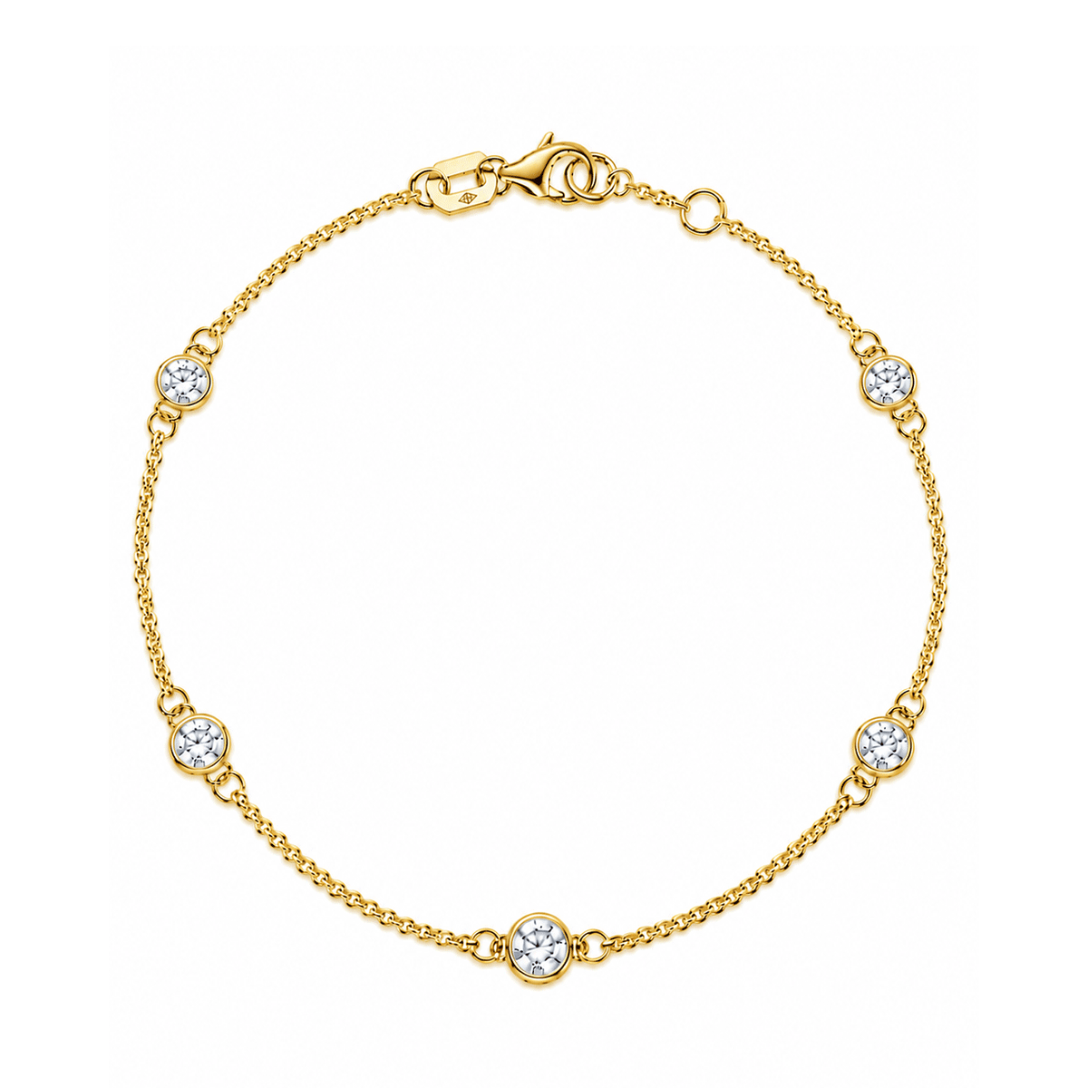 14k Yellow Gold and 1.00 Total Weight Diamond Station Bracelet