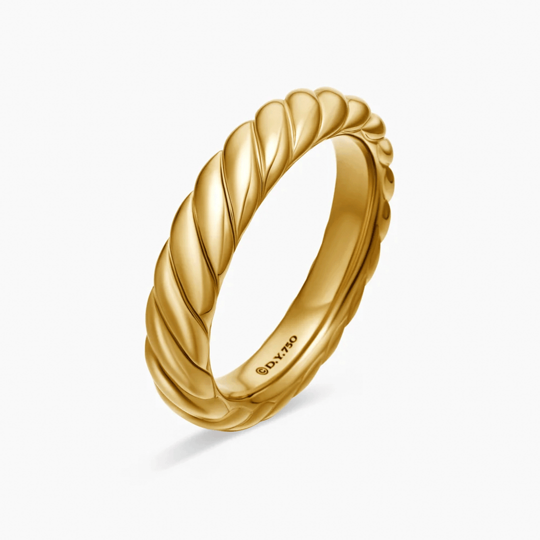 David Yurman Sculpted Cable Band Ring 18k Yellow Gold, 4.6mm