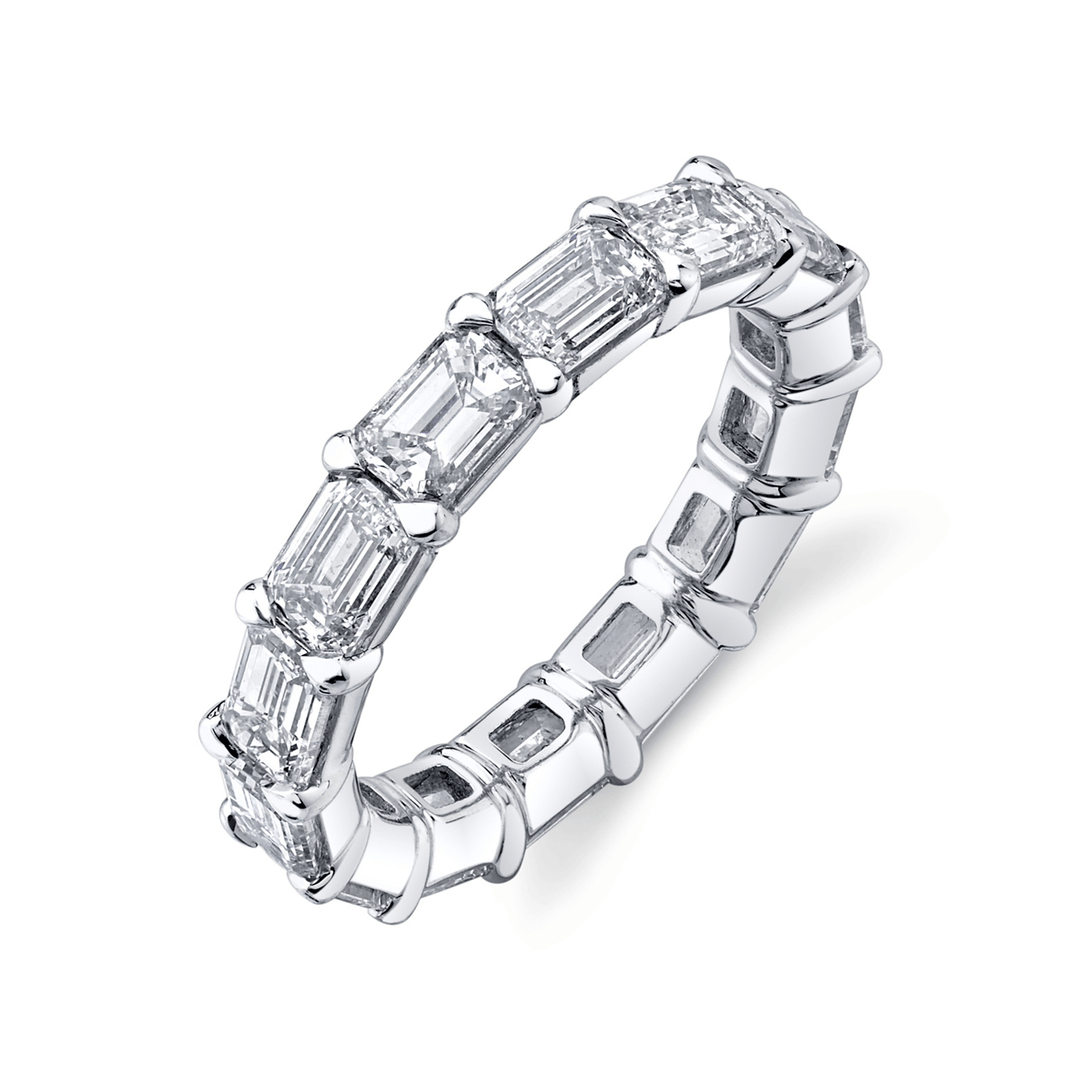 Platinum and Emerald Cut Diamond 3.18 Total Weight Eternity Band