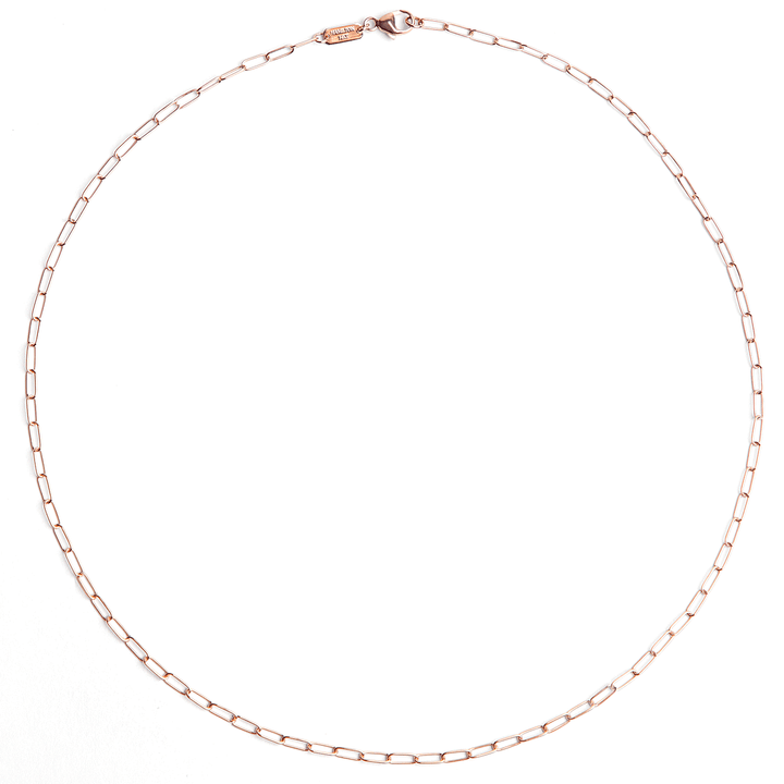 14k Rose Recycled Gold Extra Small 2.2mm Long Link Chain 16" Necklace