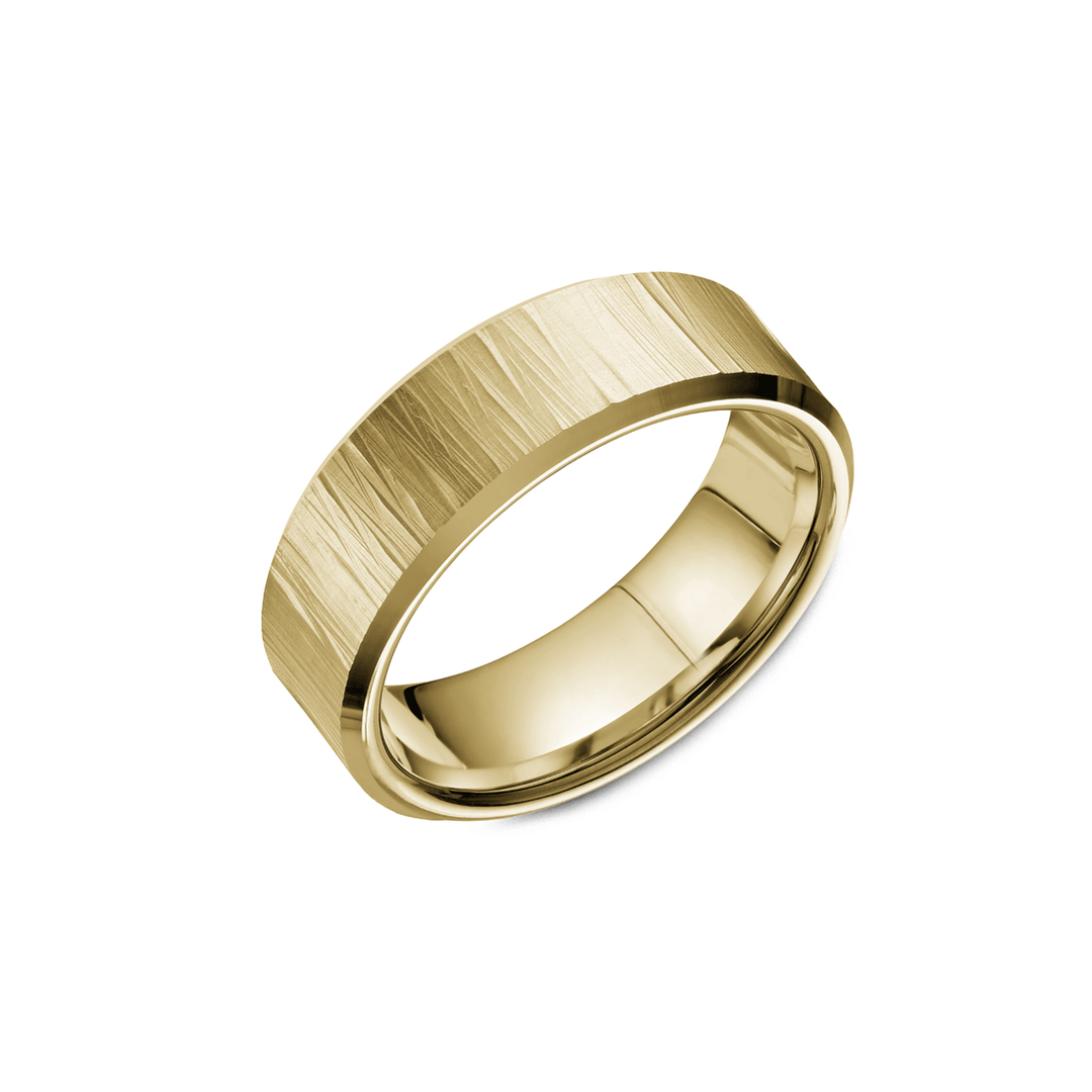 Hamilton Collection 14k Yellow Gold Bark Finish Wedding Band