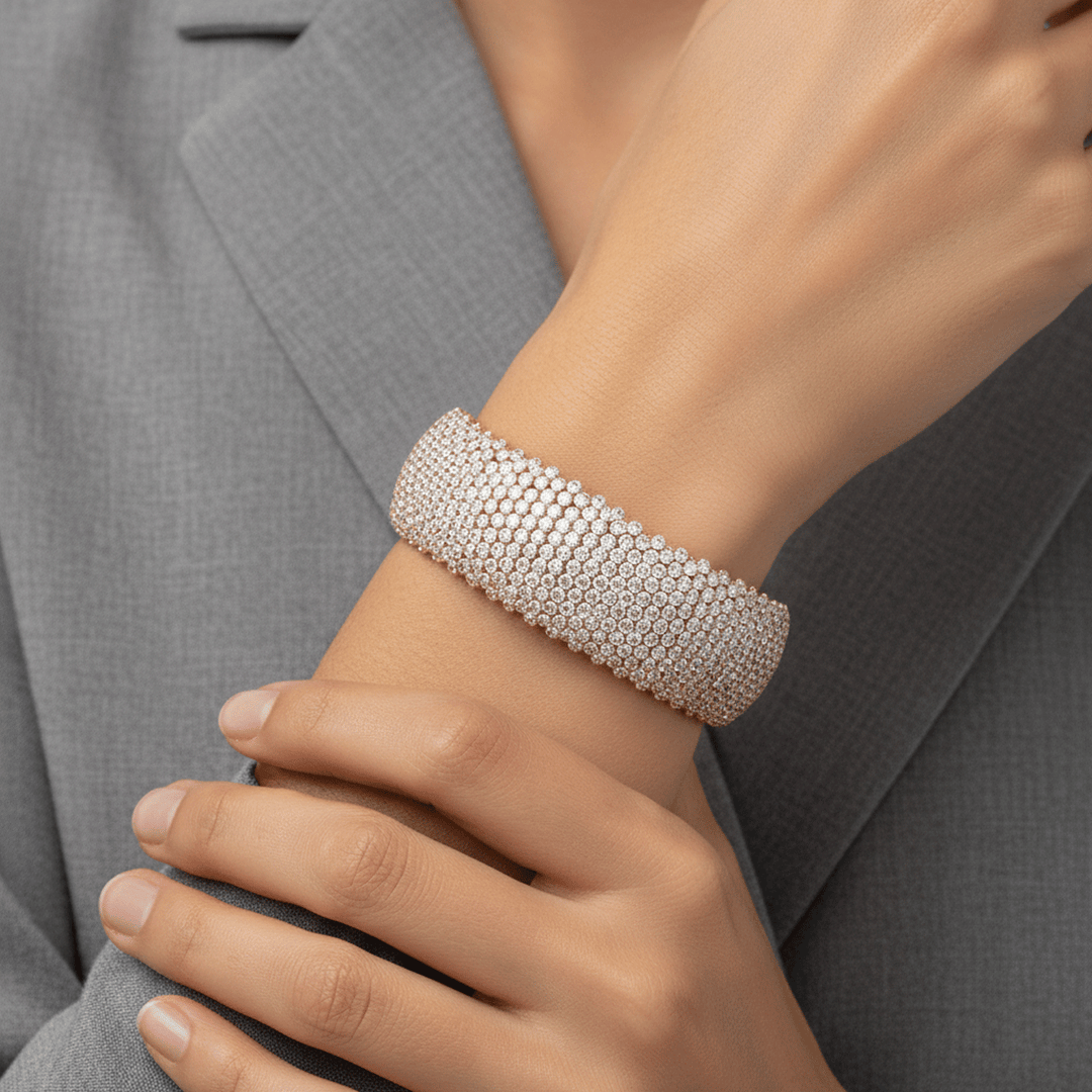 18k Gold and Diamond 36.86 Total Weight Flex Bracelet