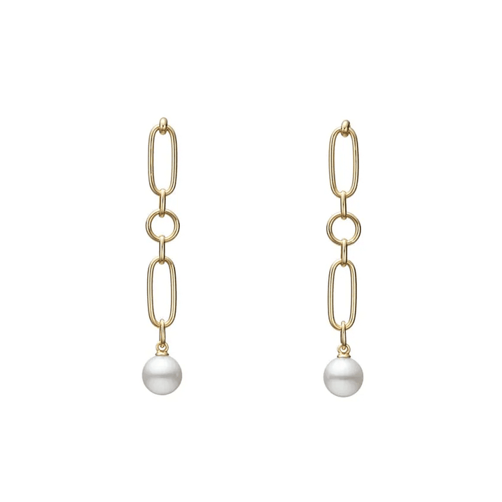 Mikimoto M Code 18k Yellow Gold Akoya Pearl Earrings