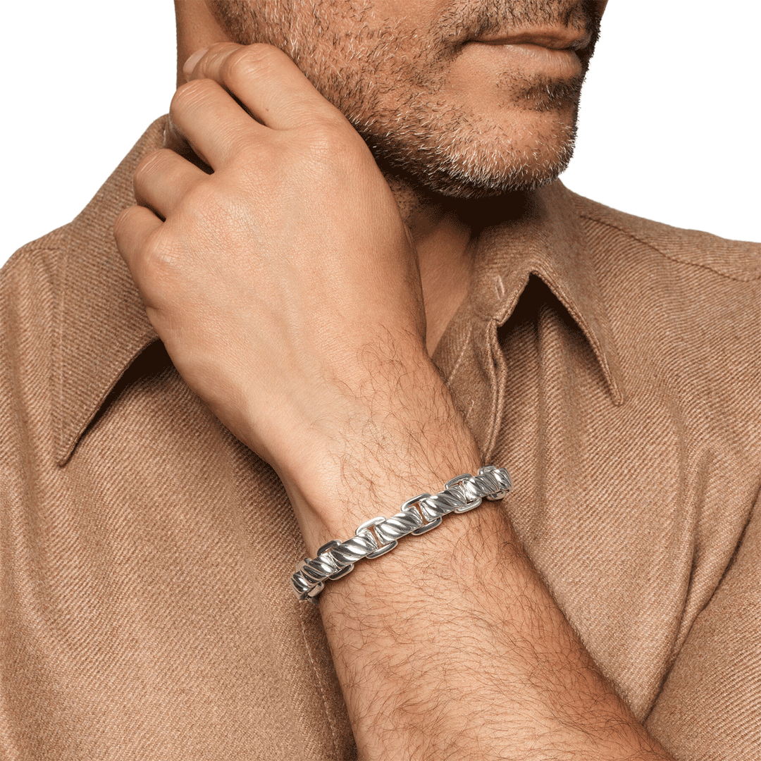 David Yurman Sculpted Cable Link Bracelet Sterling Silver, 12mm